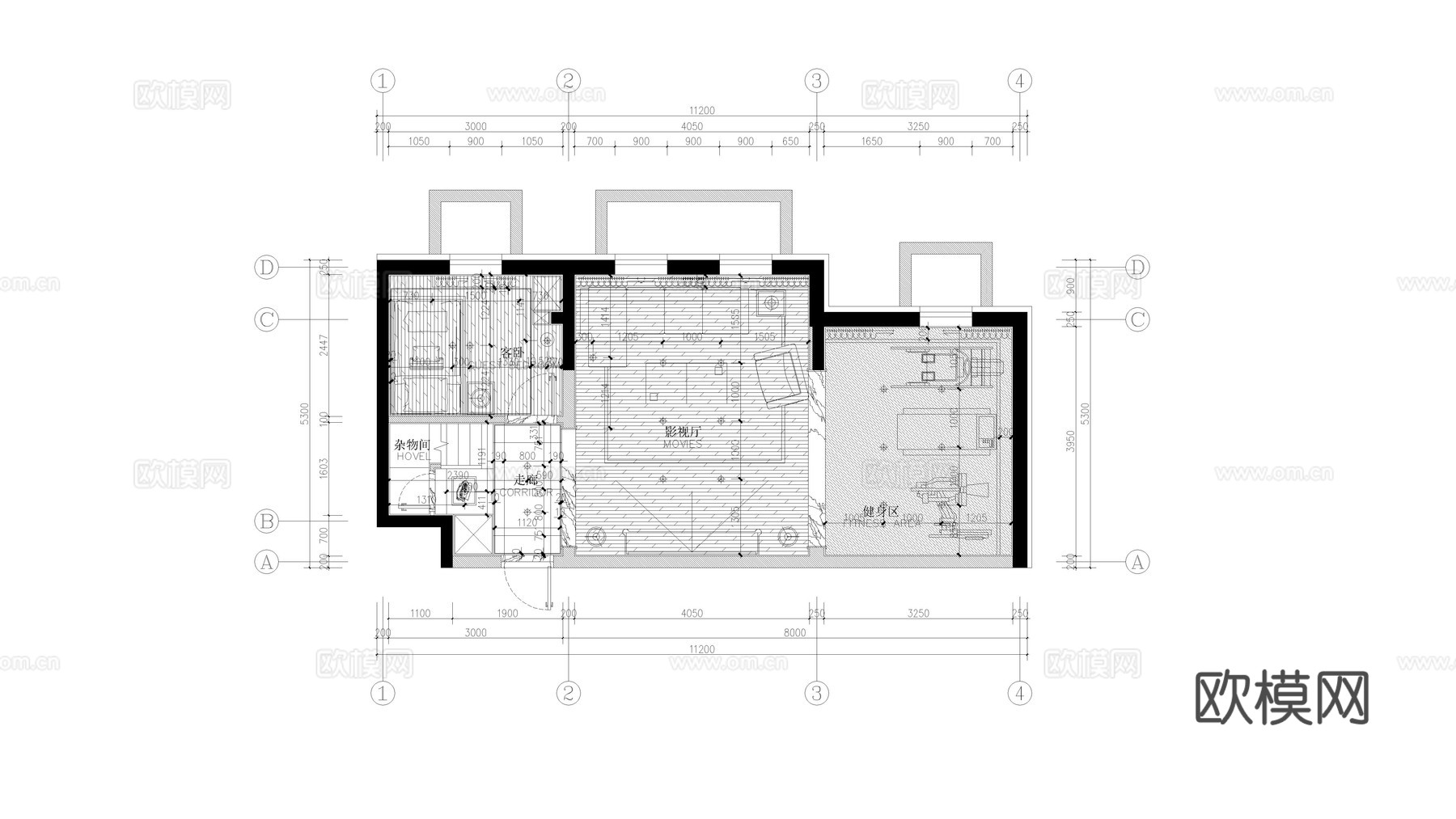 样板间平面施工图cad施工图