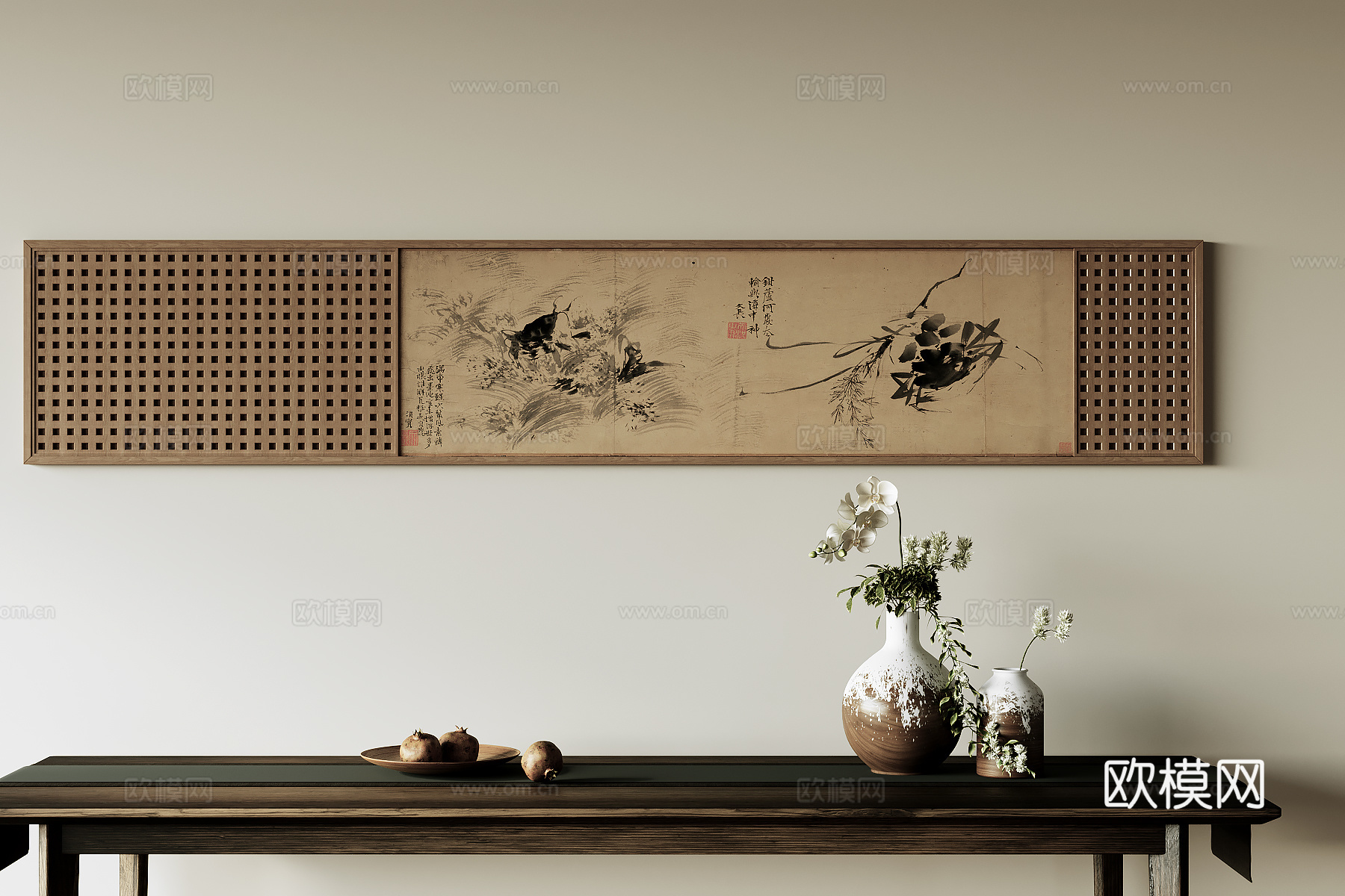 新中式装饰画su模型