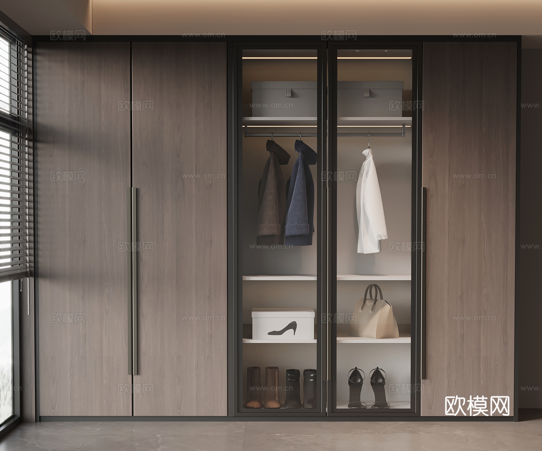 现代意式衣柜su模型
