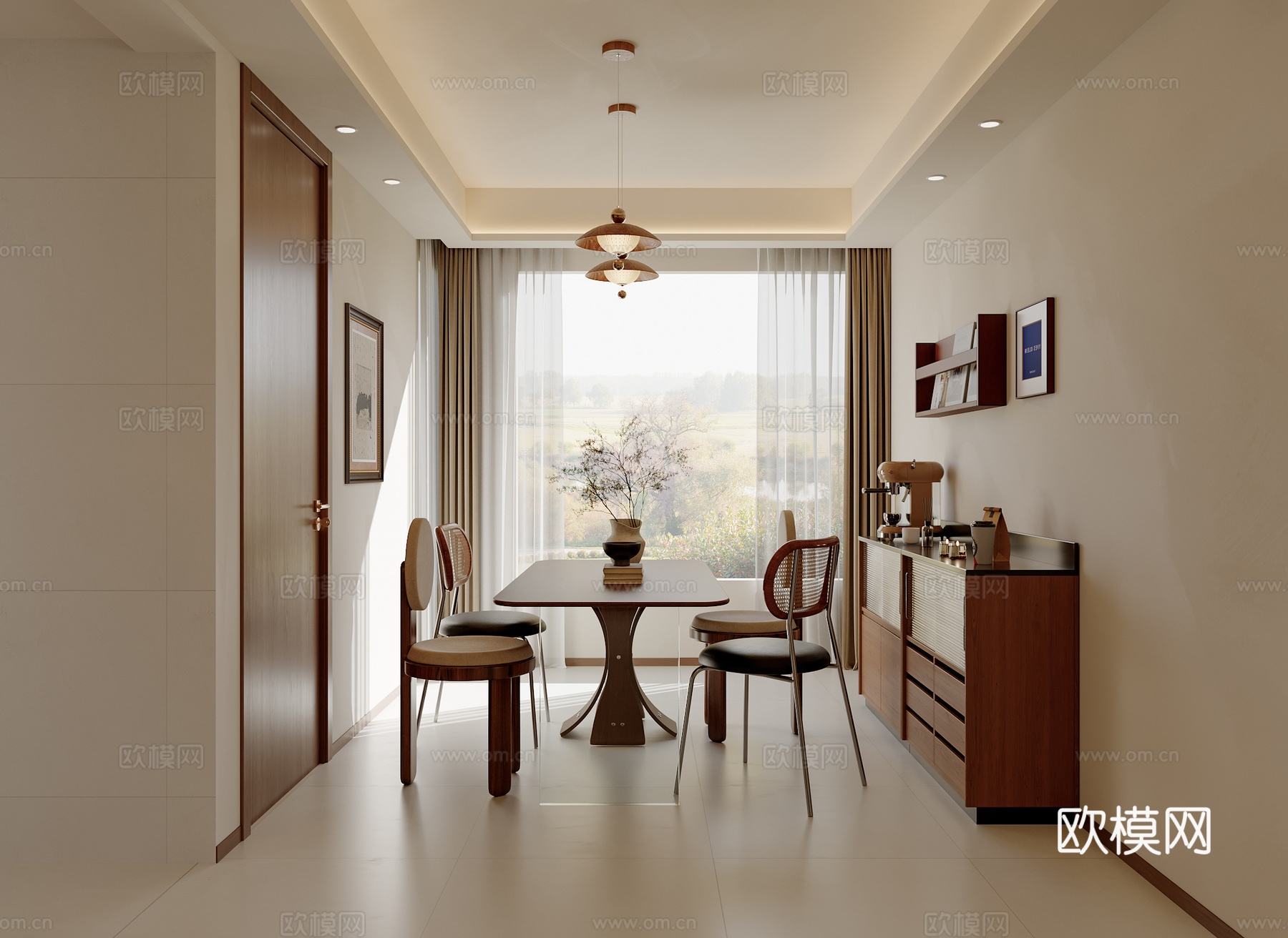 中古风餐厅su模型