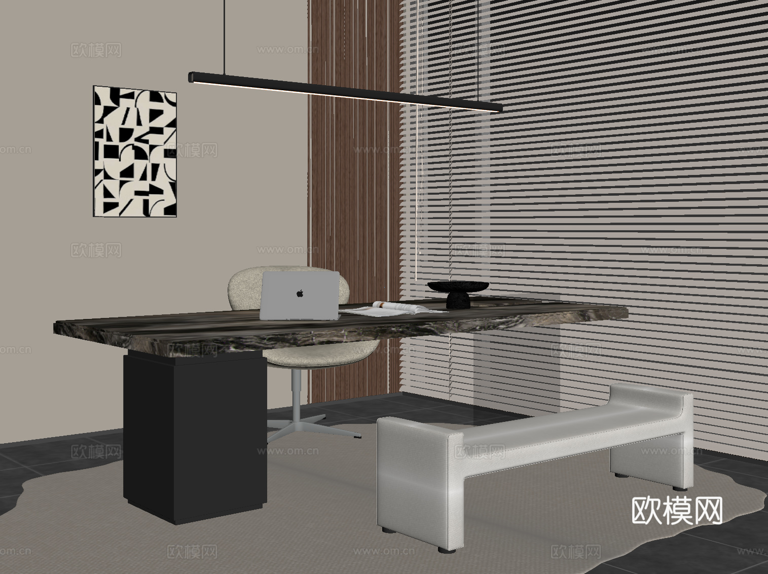 现代书桌椅su模型