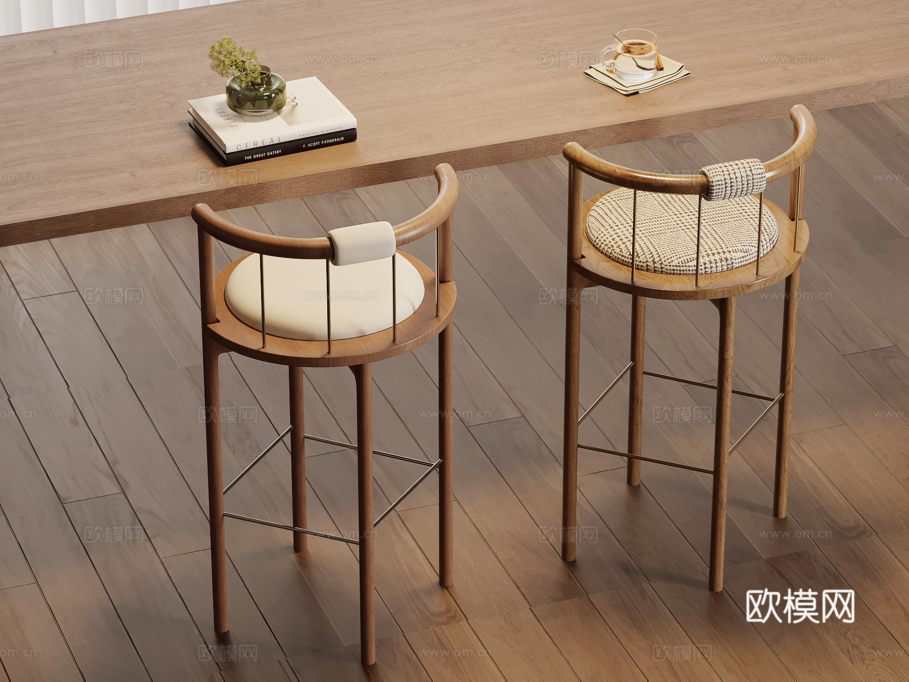 中古风吧凳 吧椅su模型