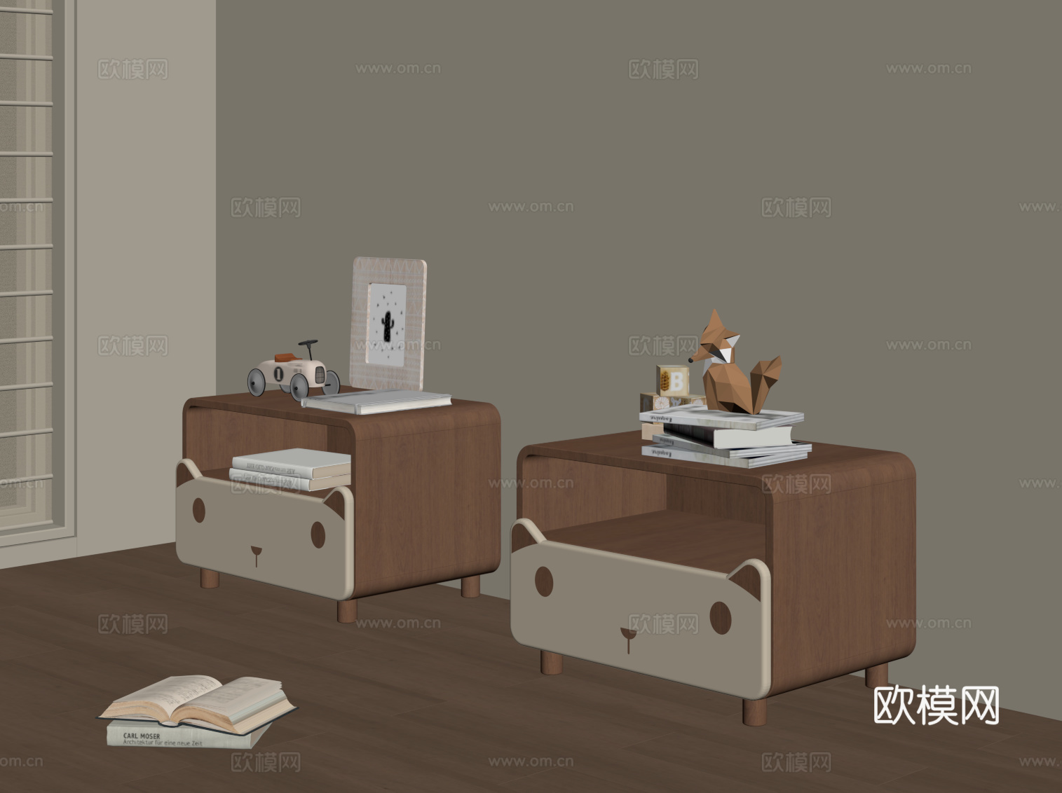 现代床头柜 儿童床头柜su模型