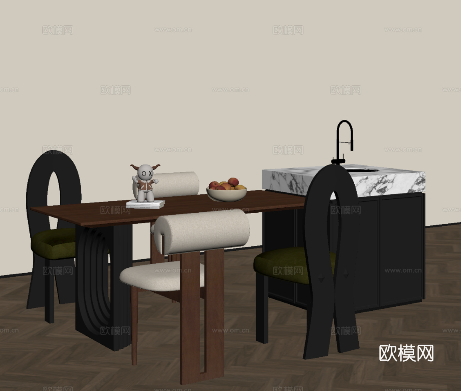 法式中古岛台su模型