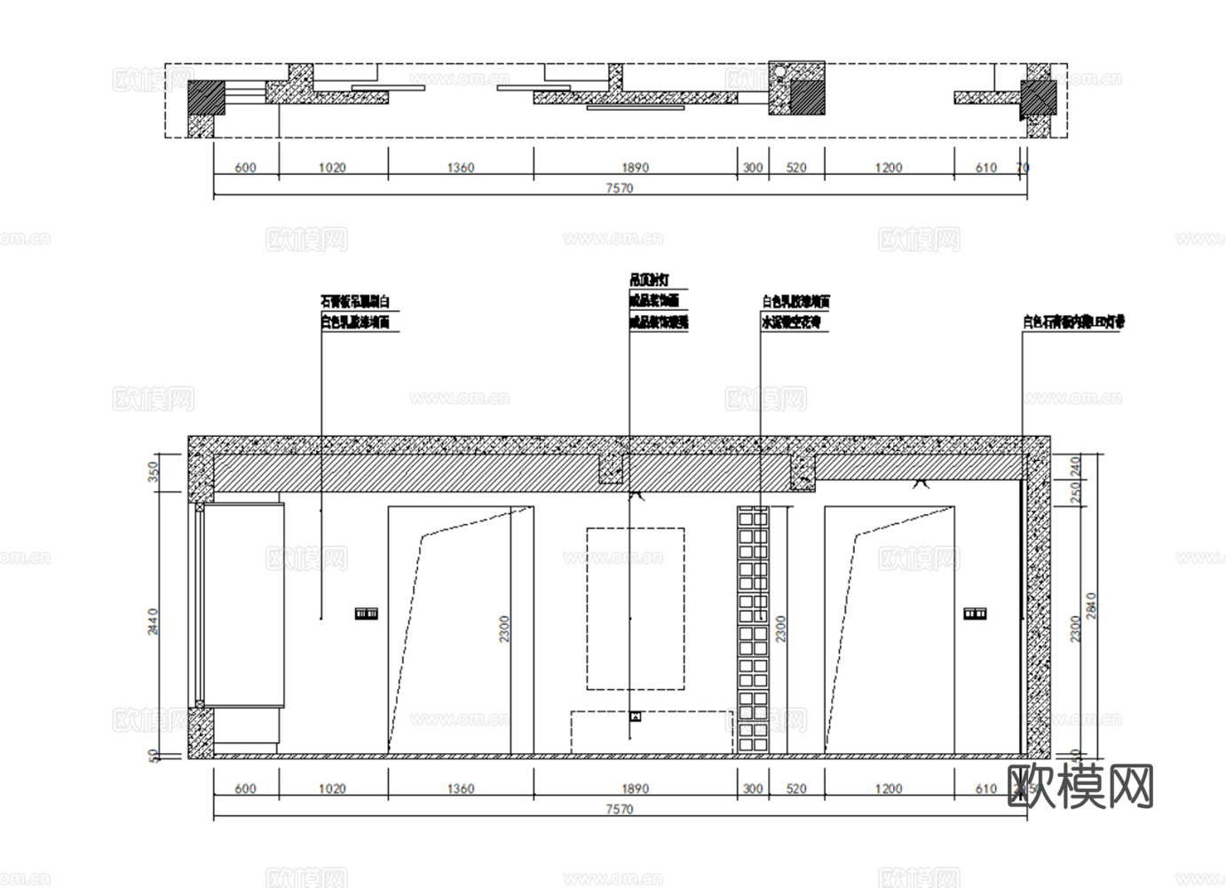 10套现代简约轻奢极简样板间洋房别墅室内装饰装修施工图附效果cad施工图