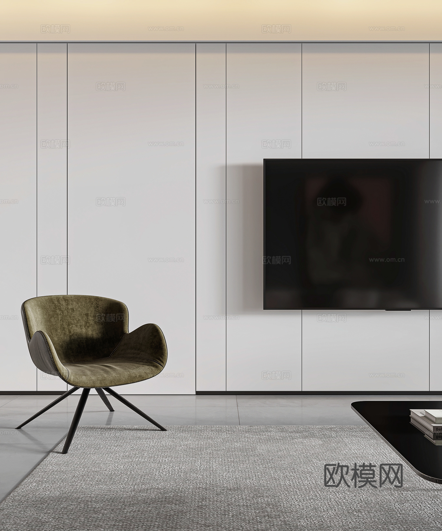 现代客餐厅3d模型下载（渲染图2）