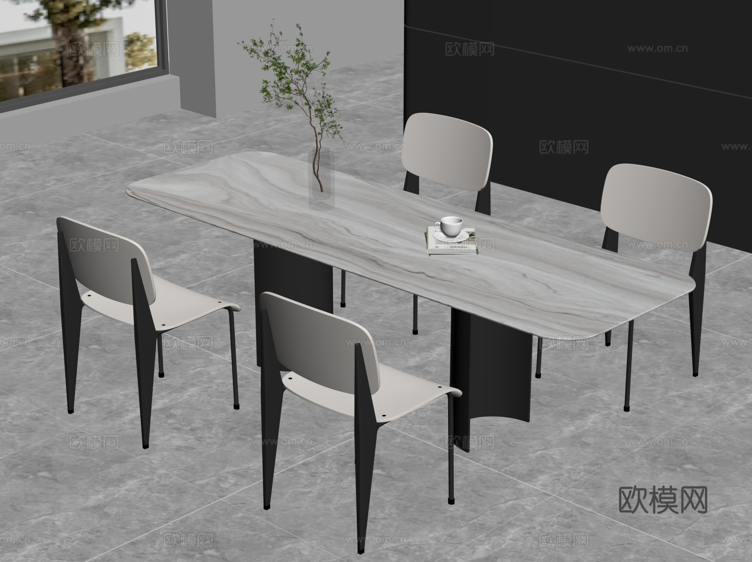 现代餐桌椅su模型