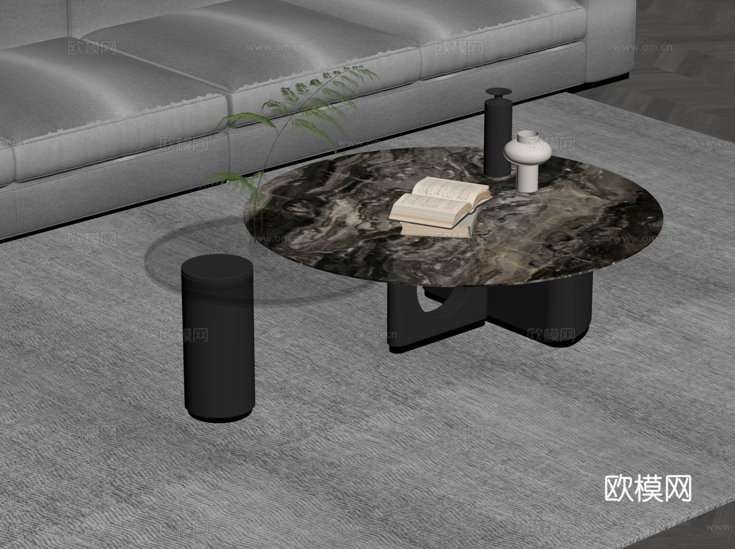 现代茶几 意式子母茶几su模型