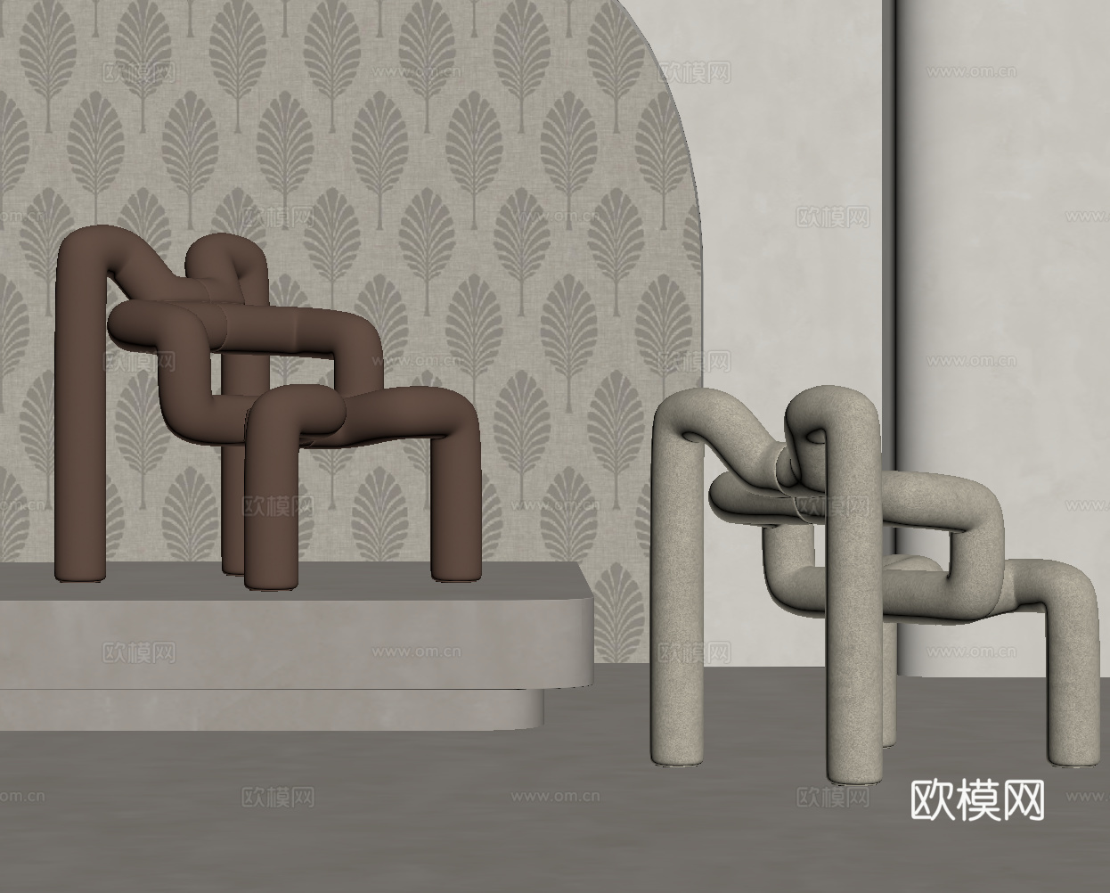 现代休闲椅 皮革沙发椅su模型