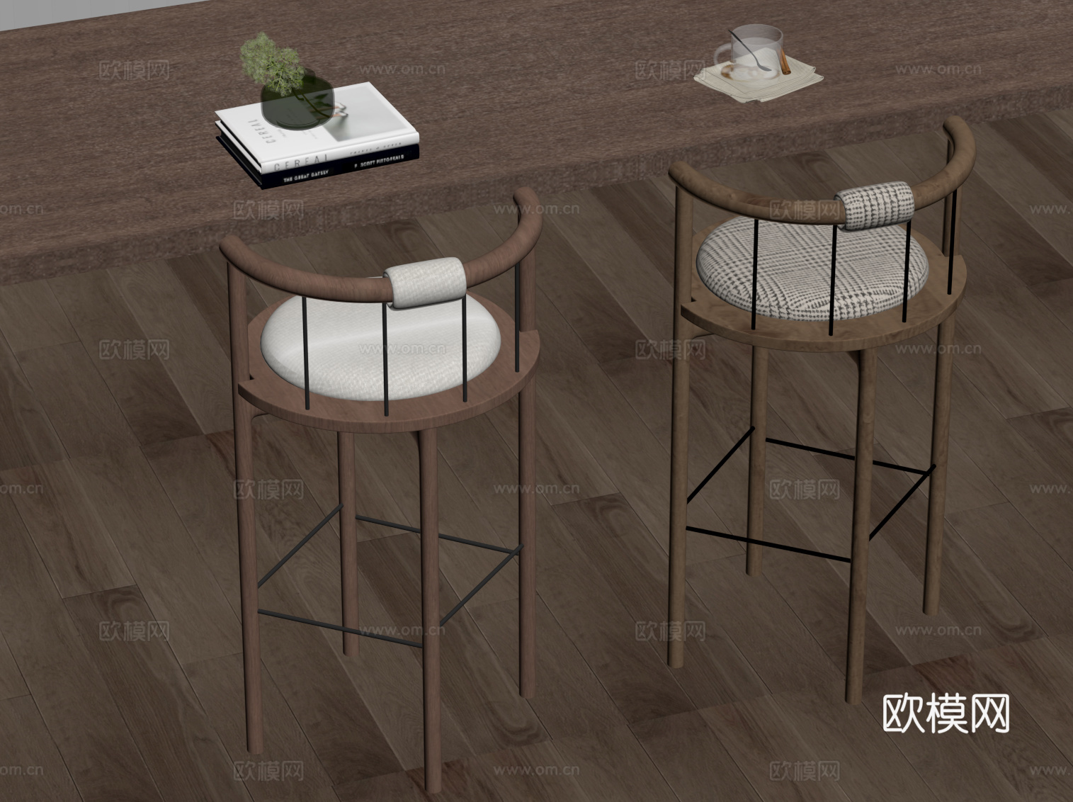 中古风吧凳 吧椅su模型