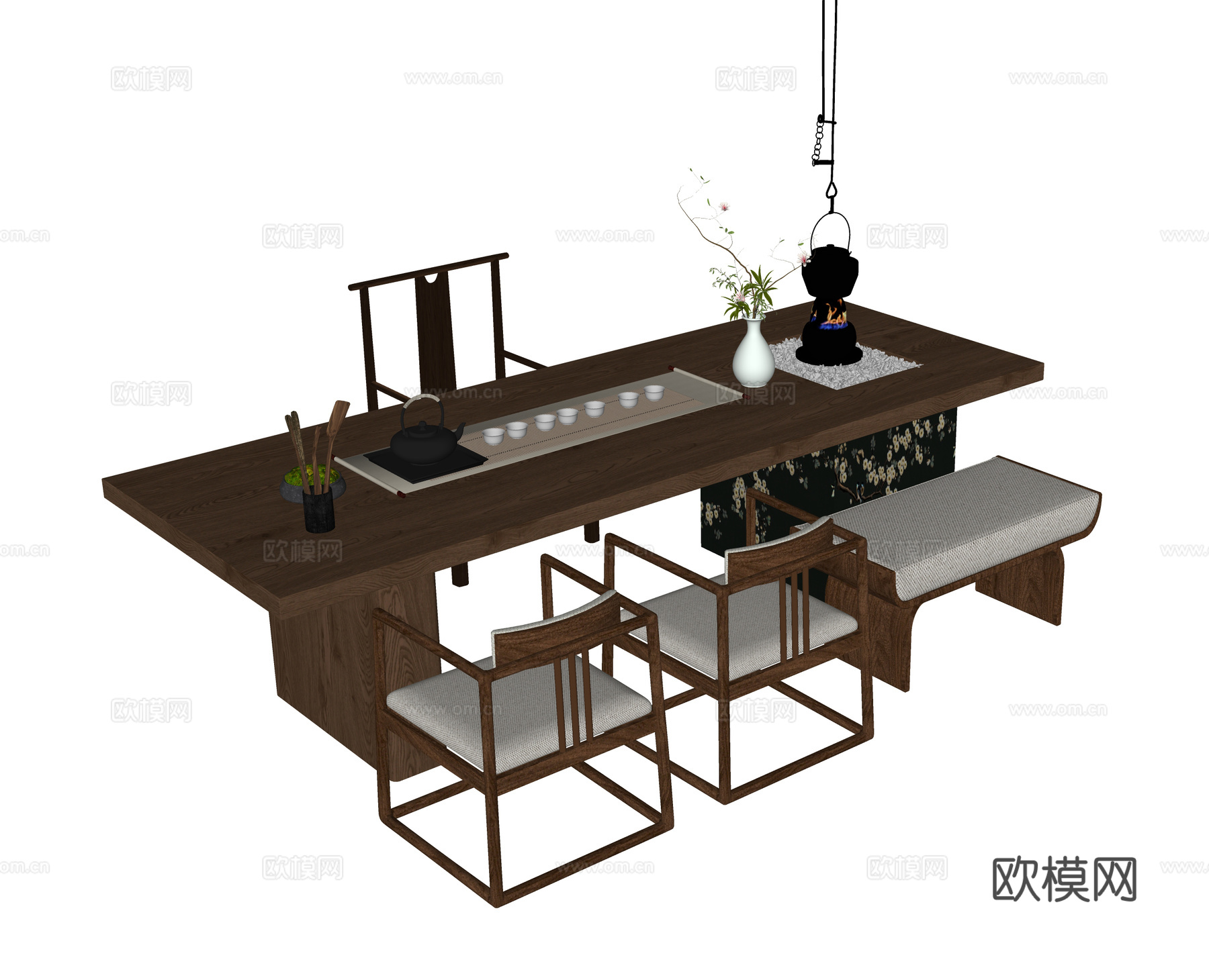 现代茶桌椅 茶桌 茶椅su模型