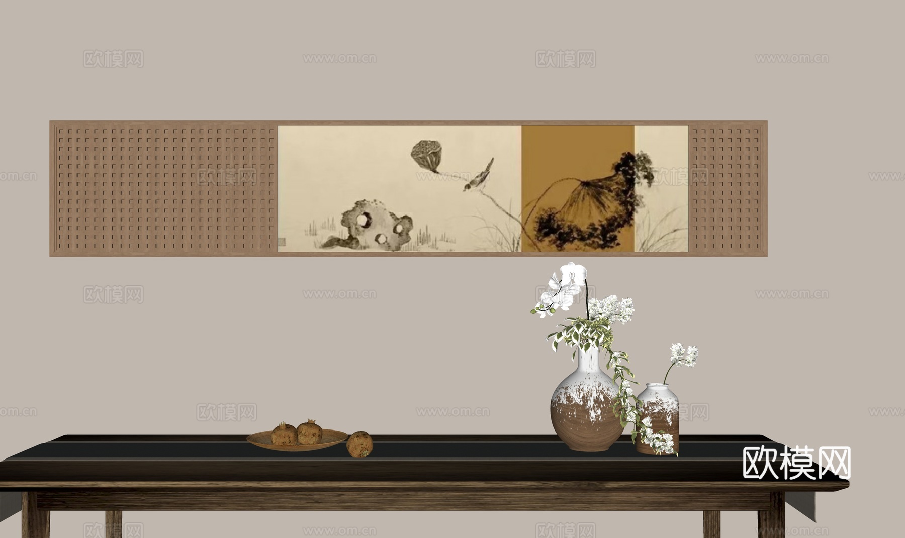 新中式装饰画su模型