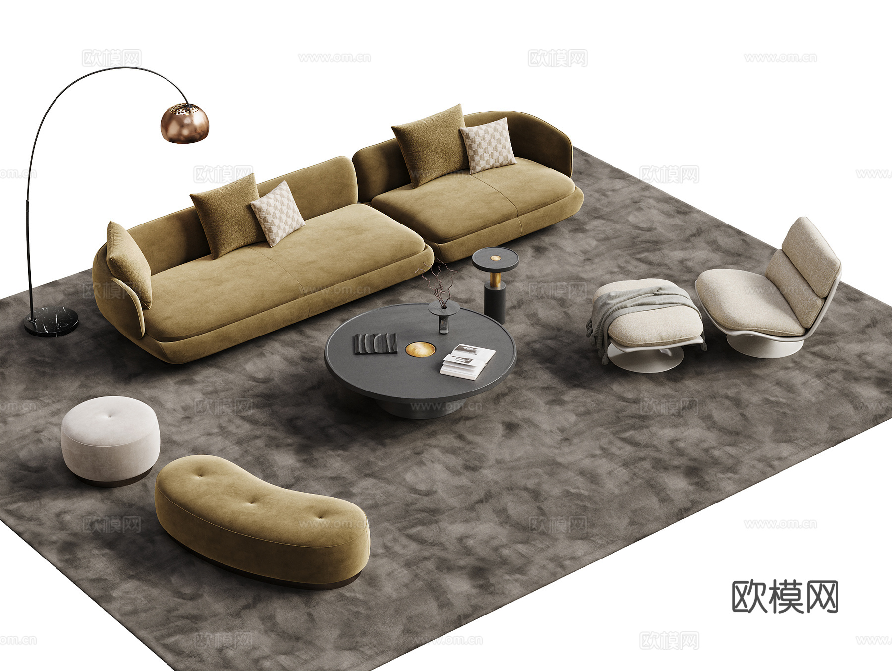 minotti vivienne 现代意式沙发茶几组合su模型