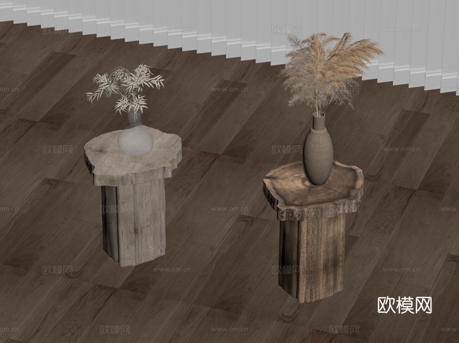 侘寂风边几 实木边几su模型