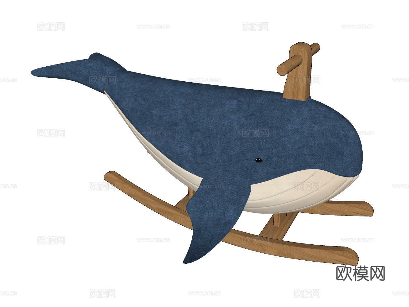 鲸鱼儿童木马摇椅su模型