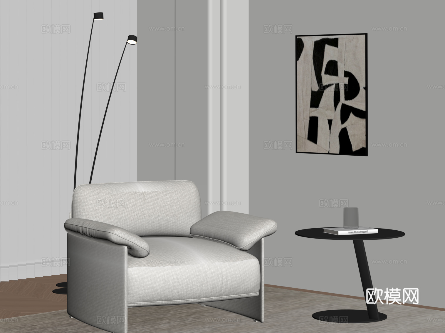 现代单人沙发 休闲沙发su模型