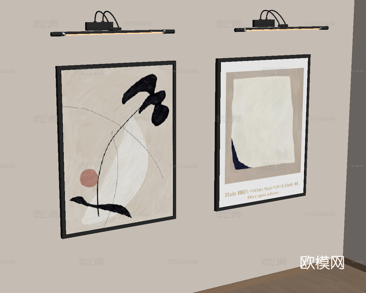 现代挂画 客厅装饰画su模型