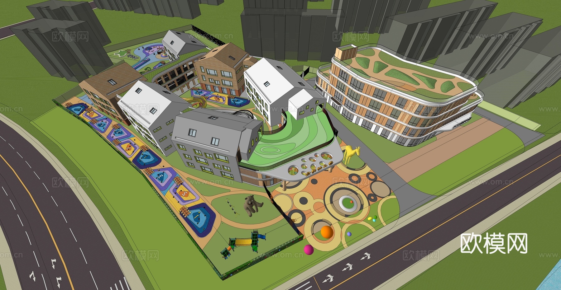现代幼儿园建筑su模型