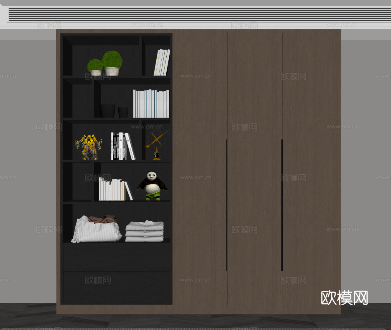 现代意式衣柜 置物柜su模型