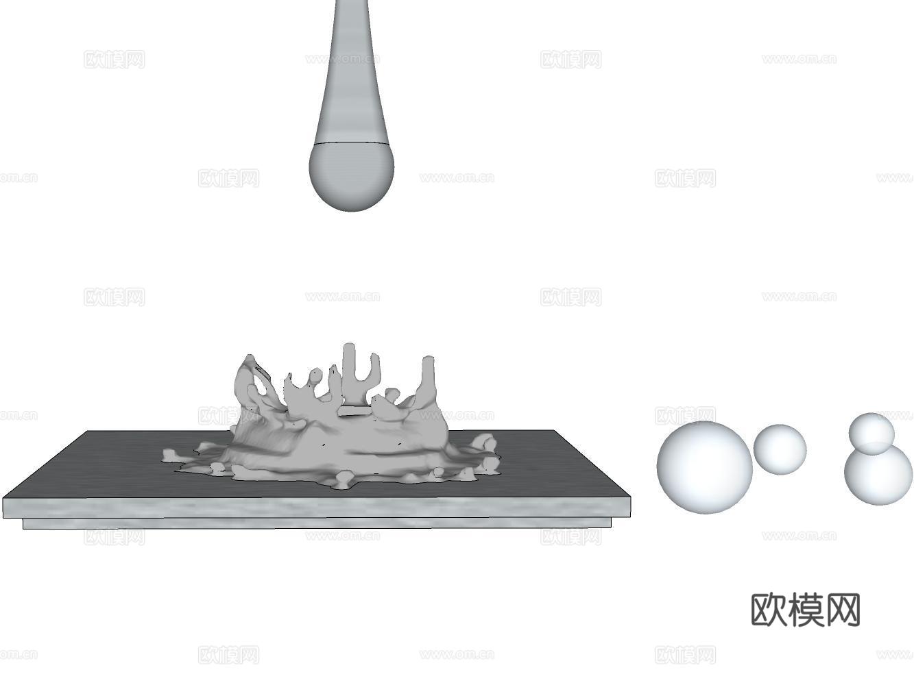 水滴雕塑su模型