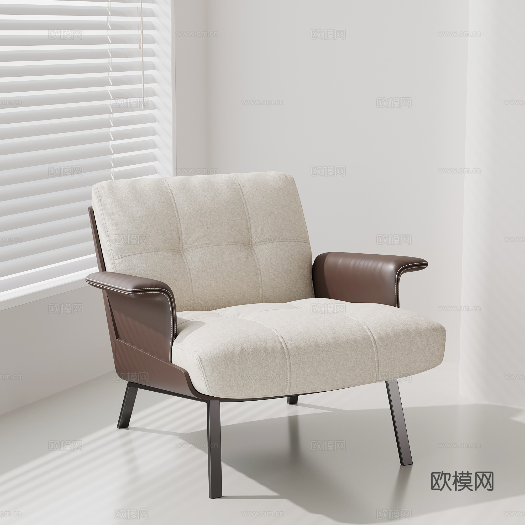 现代意式单人沙发 休闲椅su模型