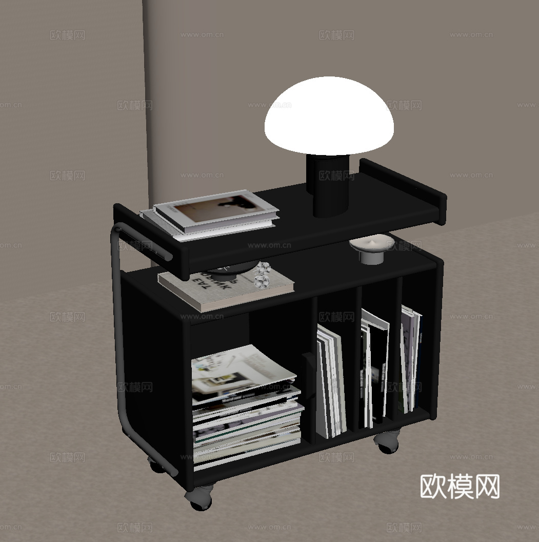 现代边几 书架su模型