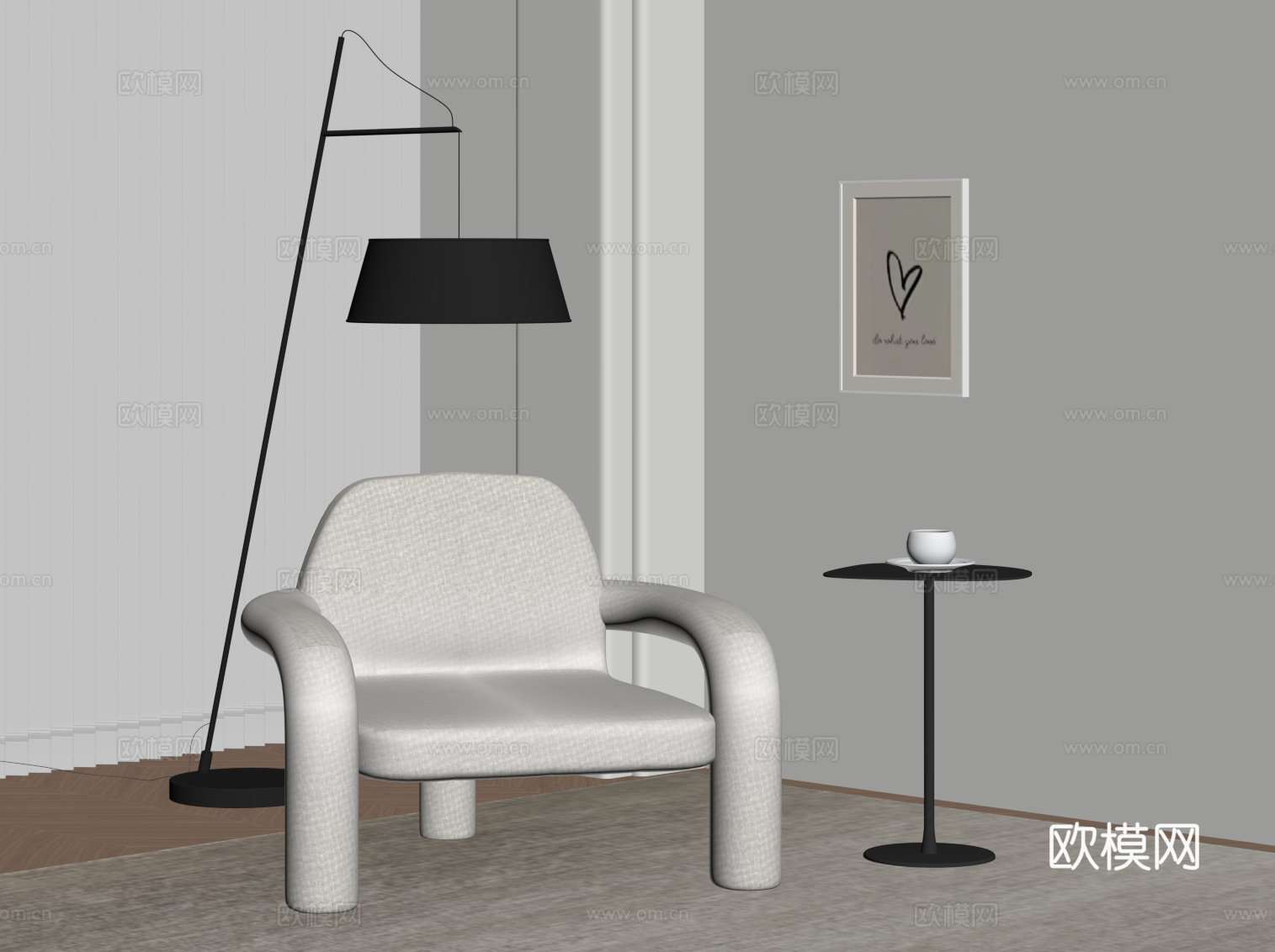 现代休闲椅 布艺沙发椅su模型