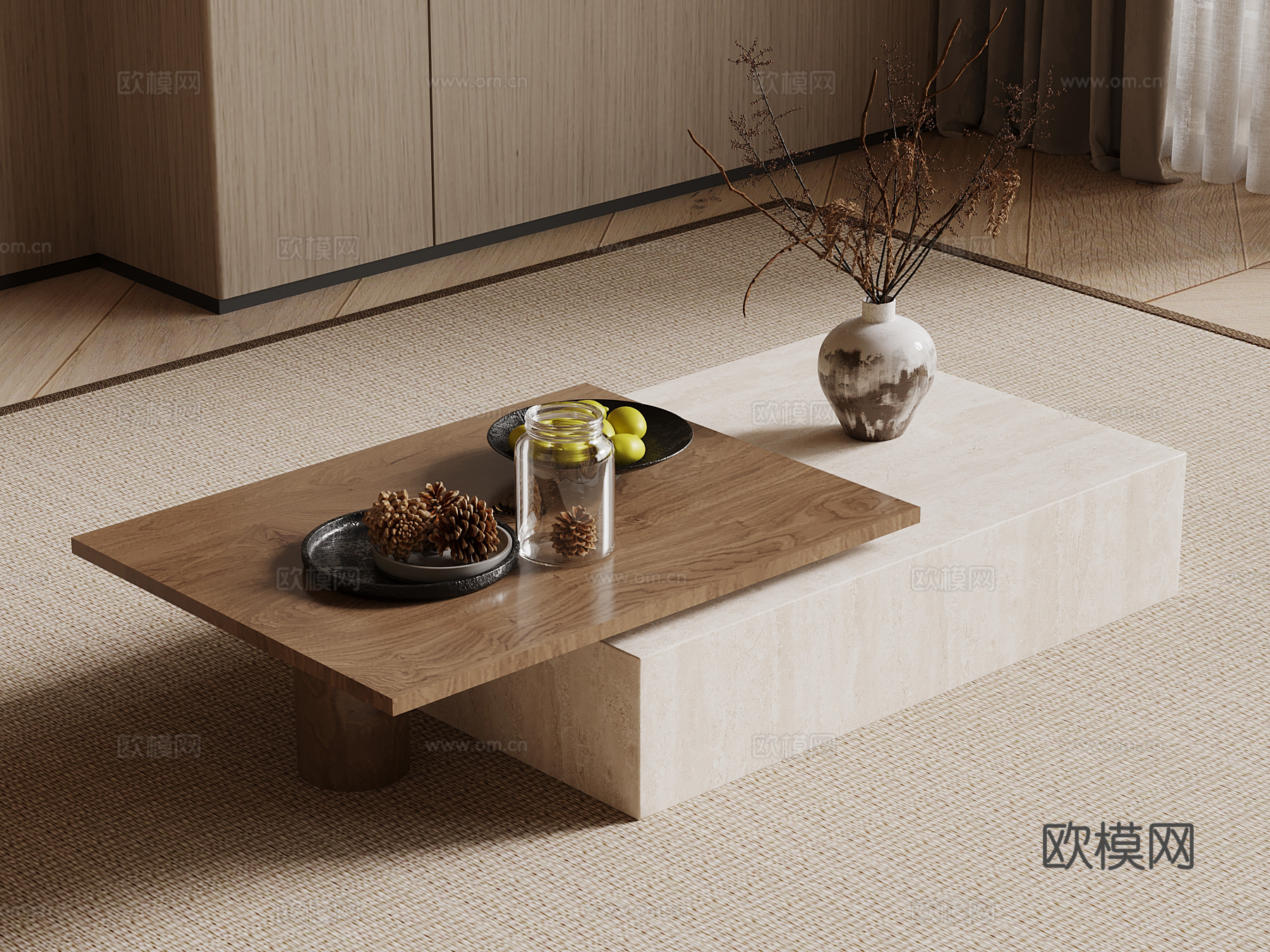 中古风茶几 组合茶几su模型