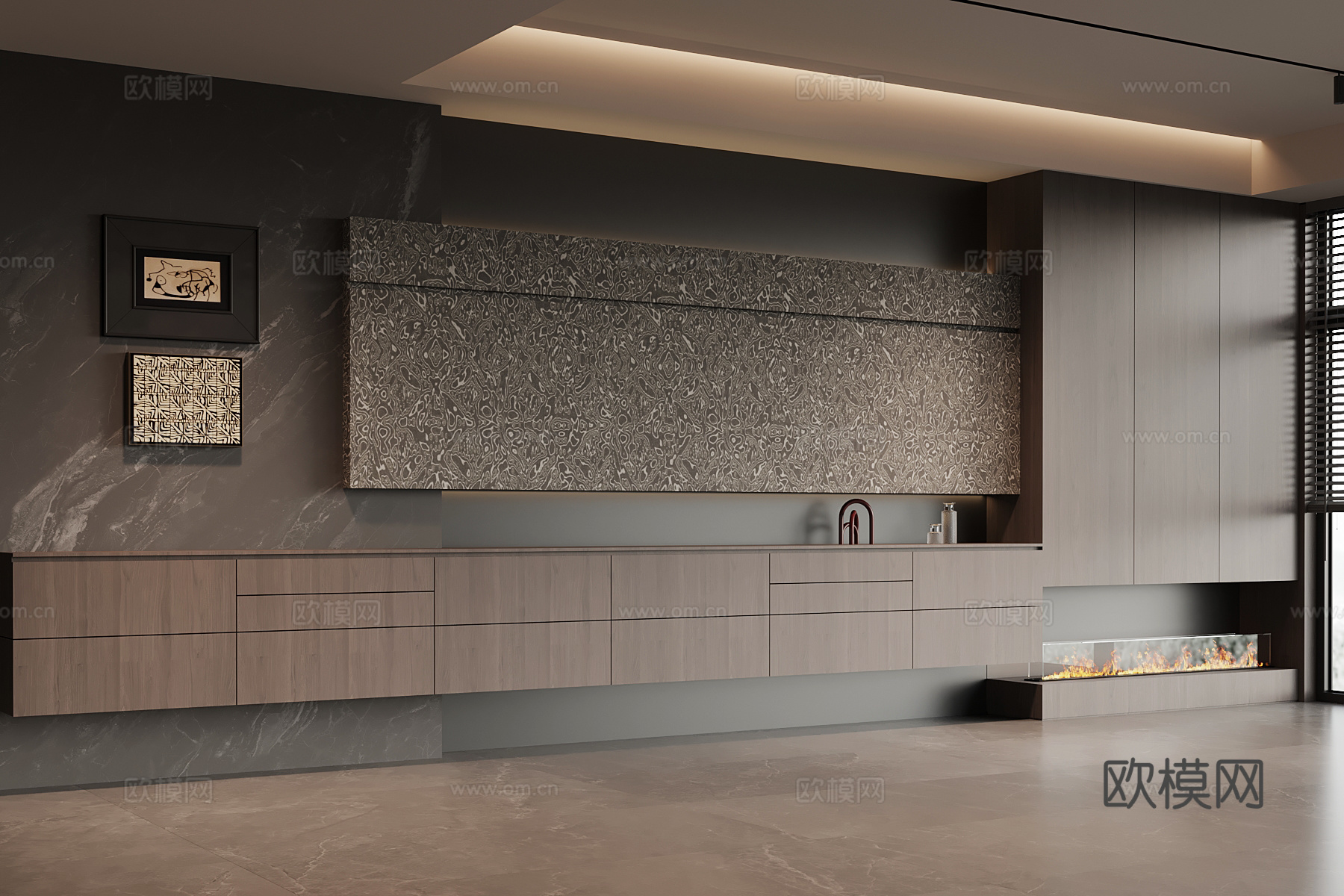 现代意式背景墙 意式极简背景墙su模型su模型