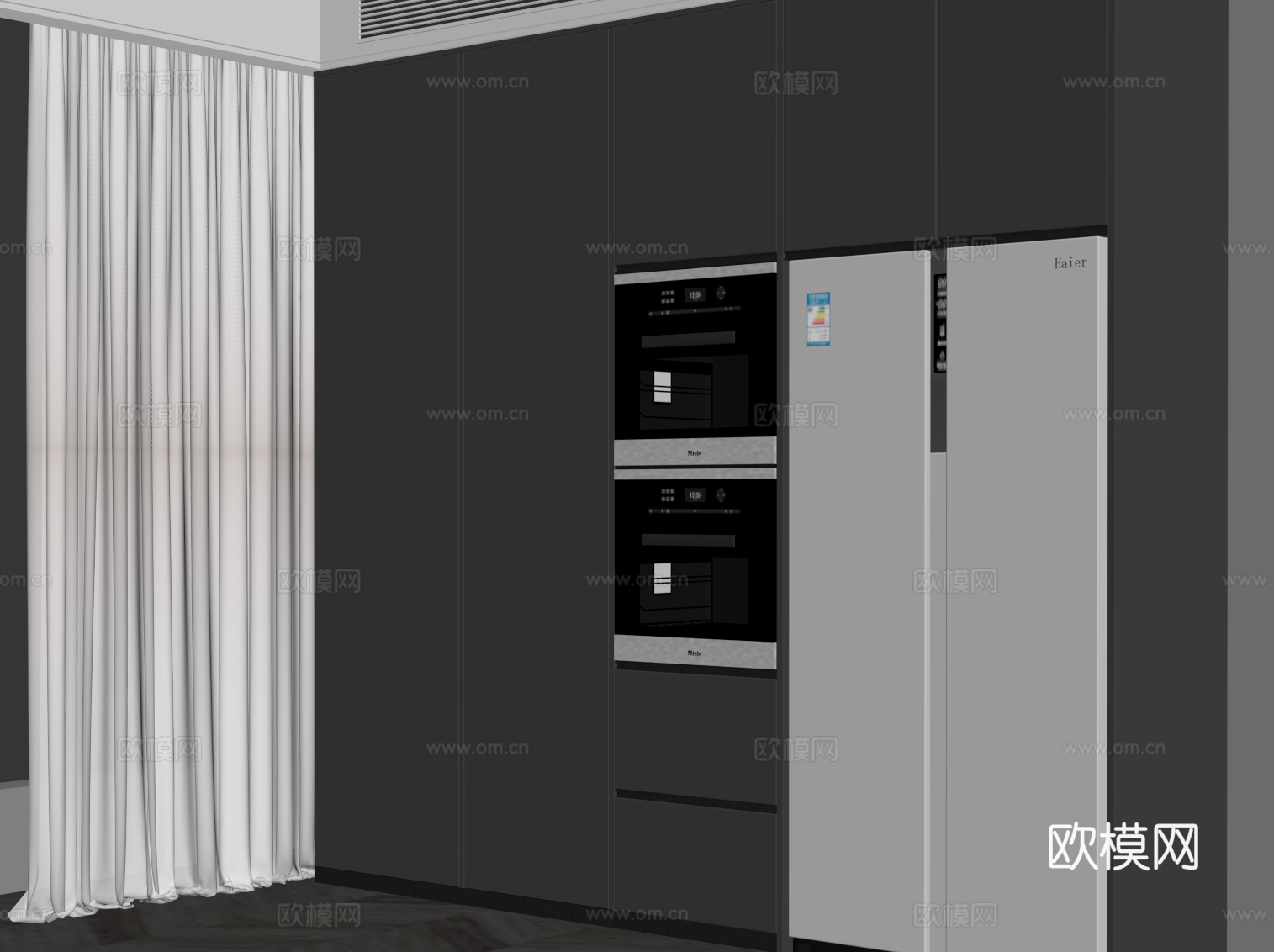 现代意式冰箱柜 橱柜su模型