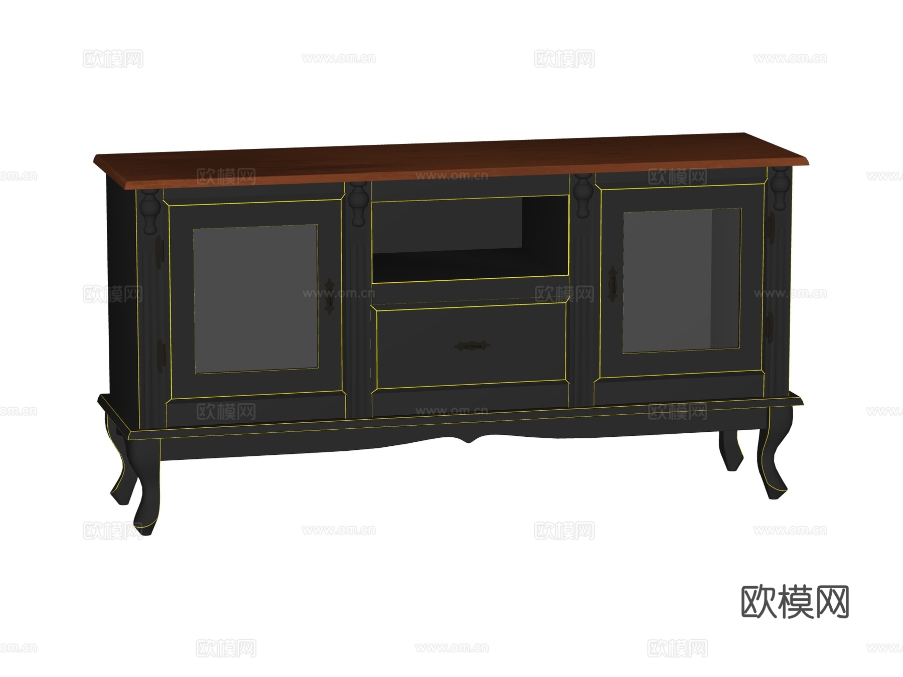 欧式电视柜装饰柜su模型
