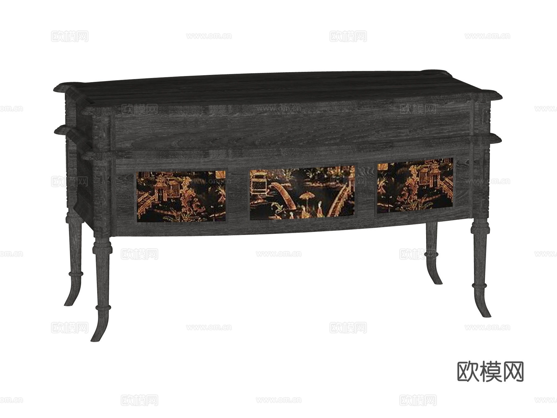 复古电视柜装饰柜su模型