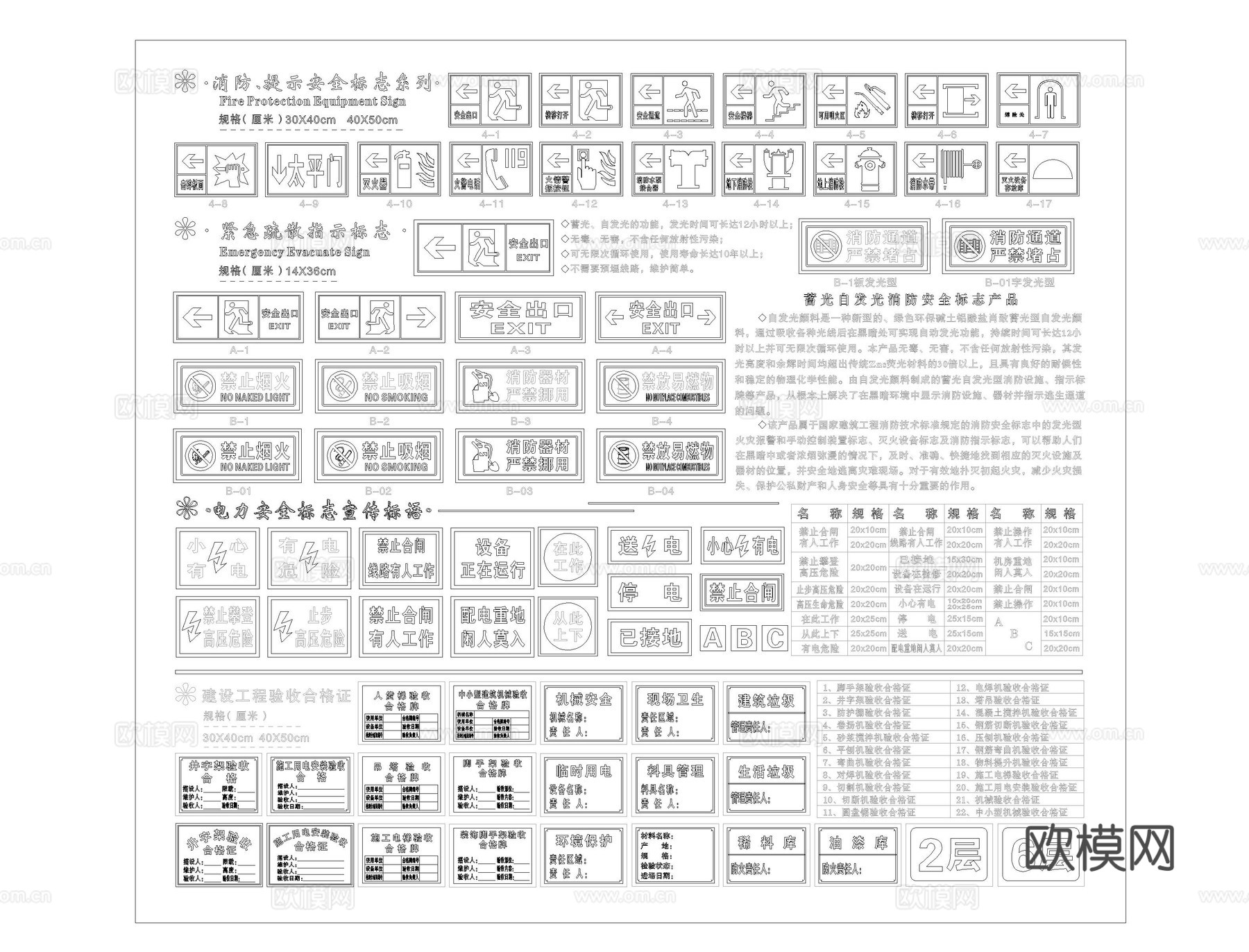 消防图例安全标志疏散图cad施工图