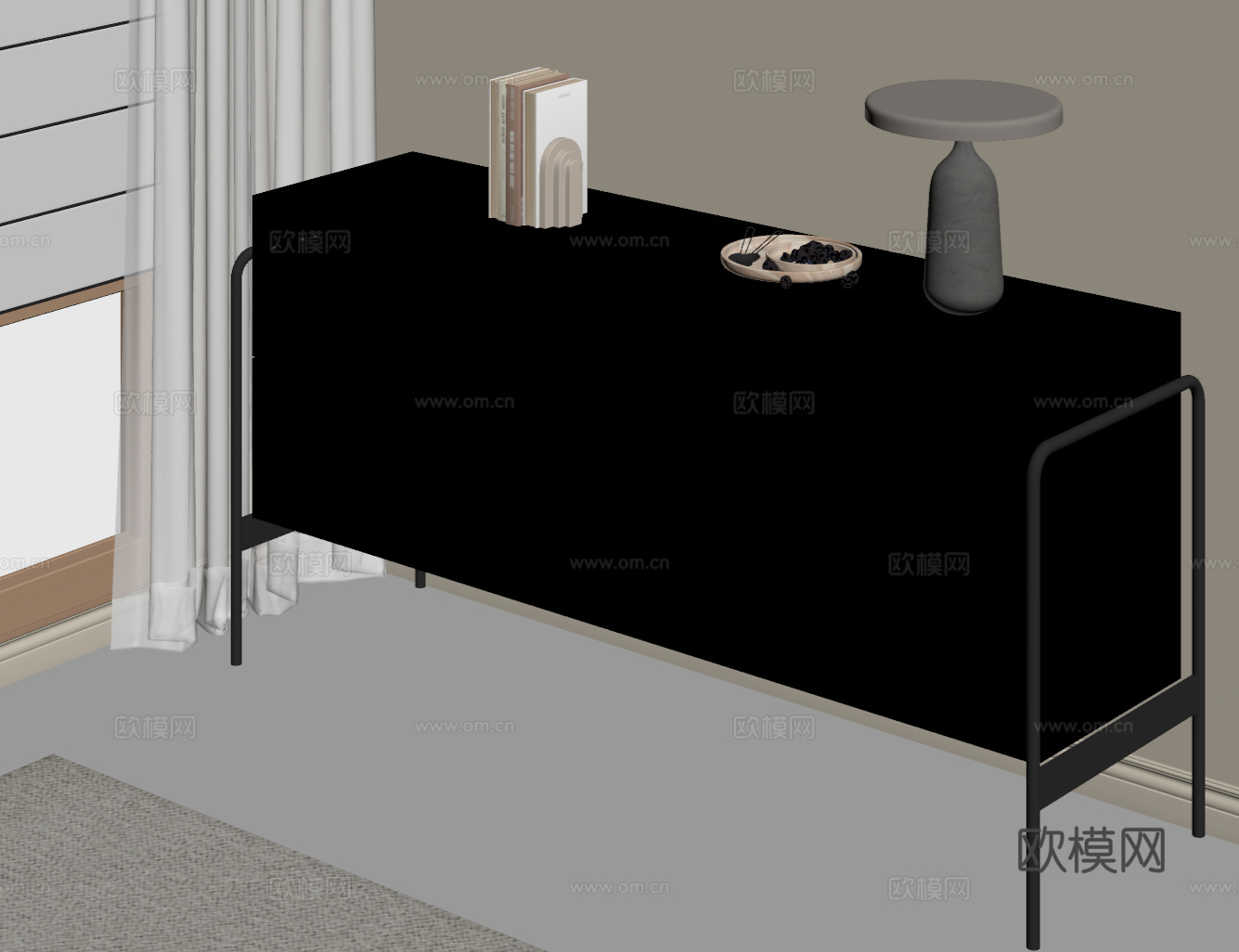 现代储物柜 边柜su模型