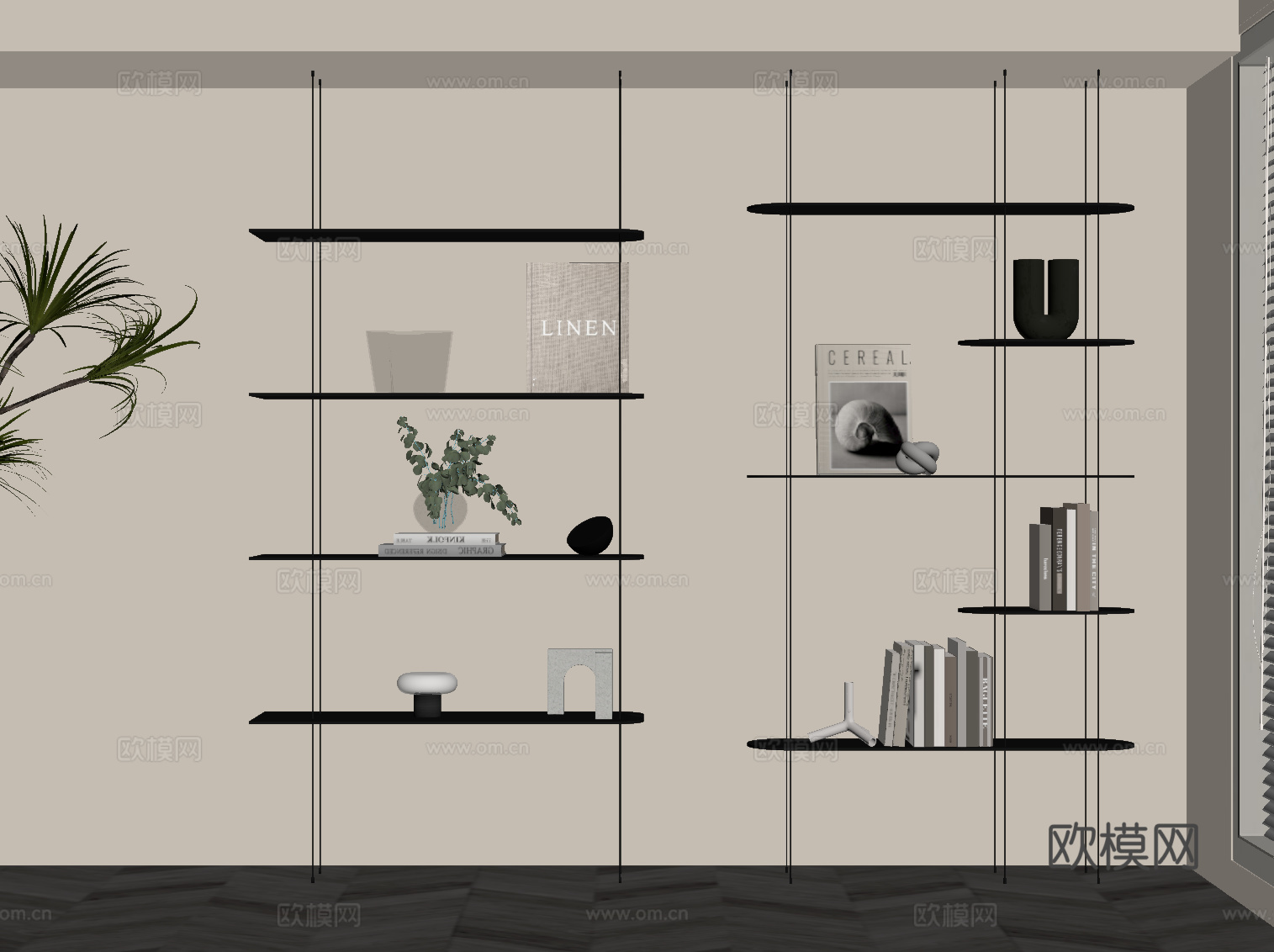 现代书架 置物架su模型