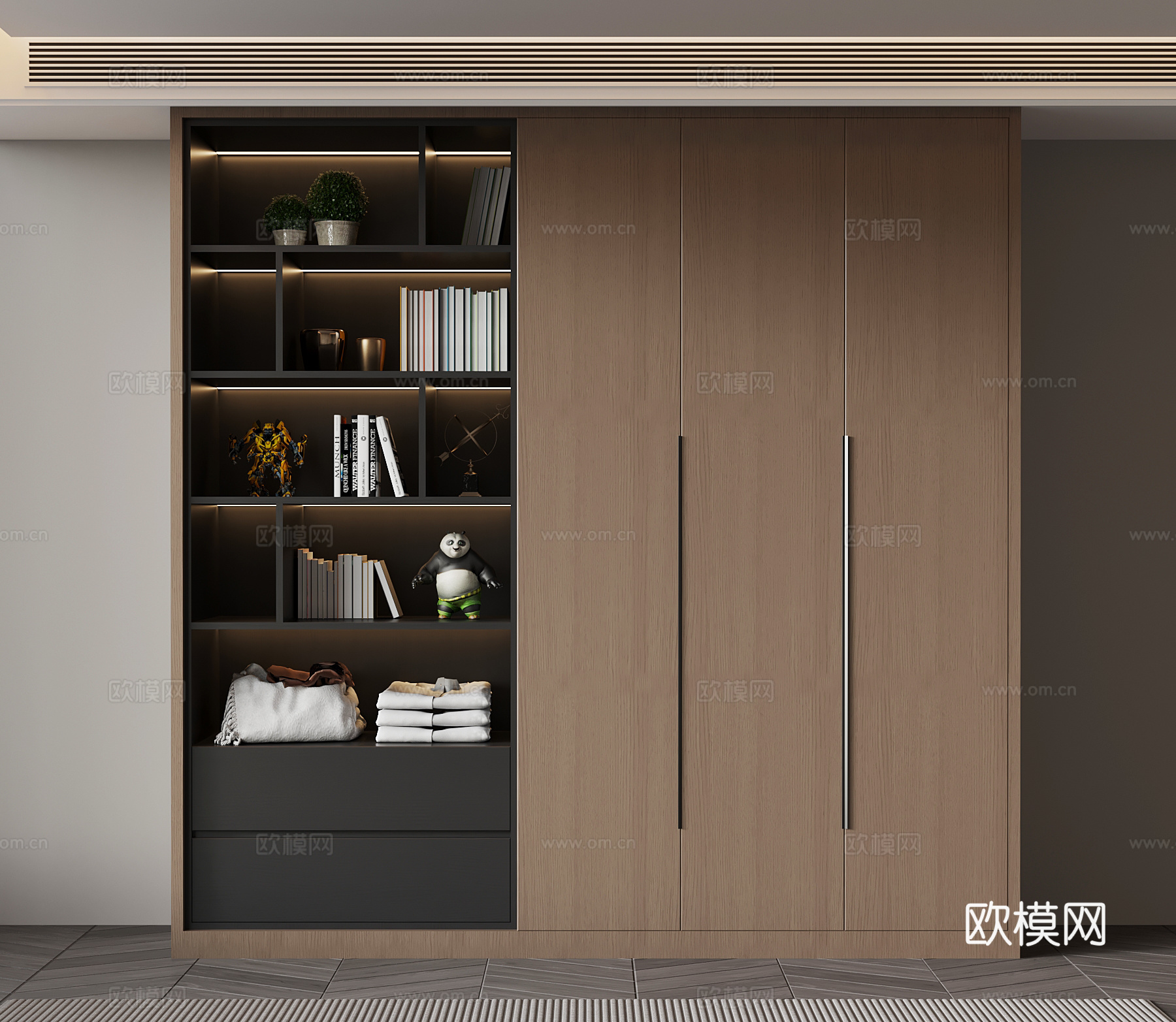现代意式衣柜 置物柜su模型