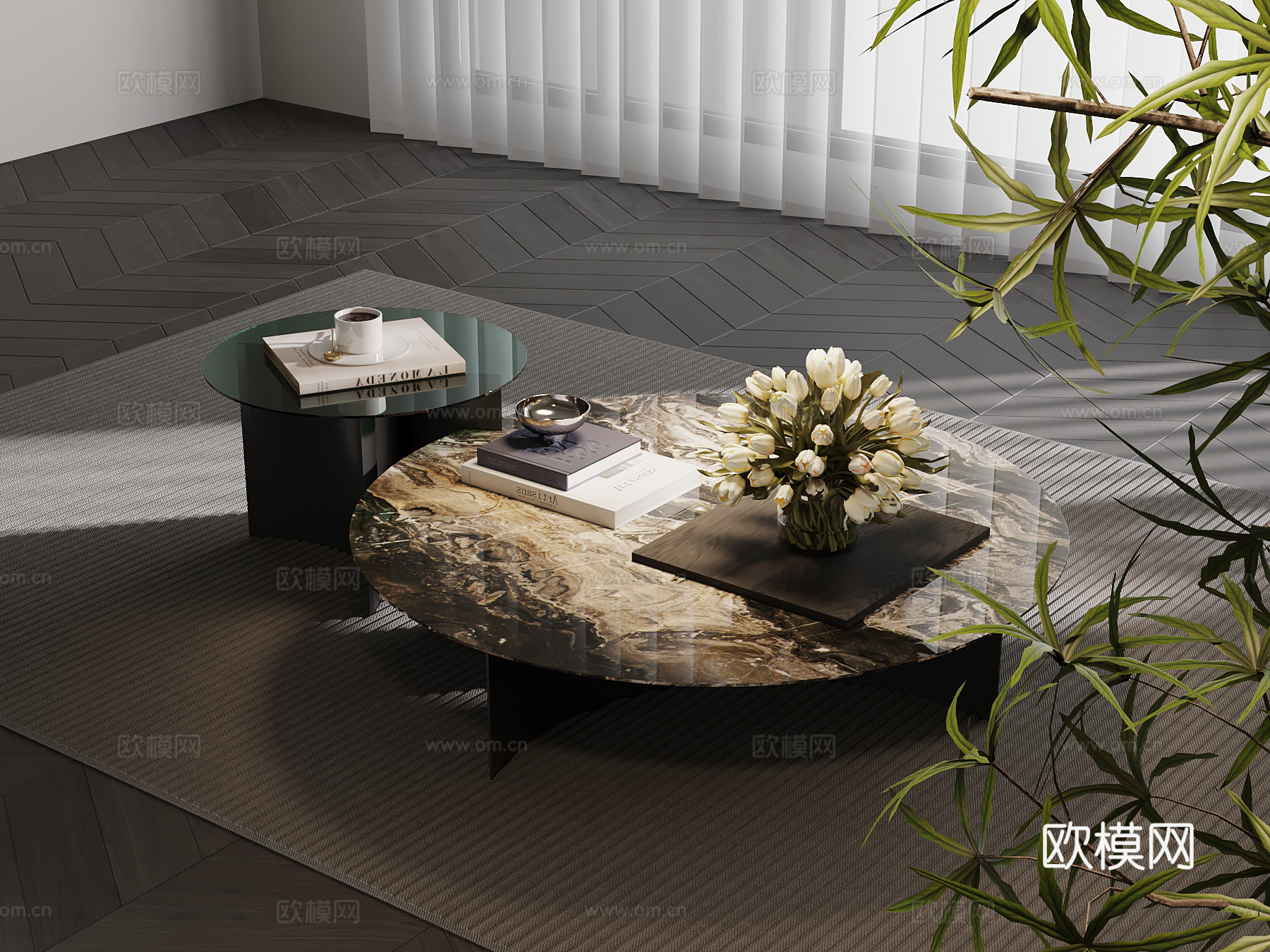 现代意式茶几 极简茶几su模型