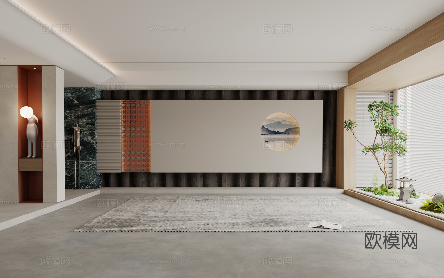 现代新中式其他家装 新中式墙 宋式美学禅意造形墙 现代客墙3d模型下载