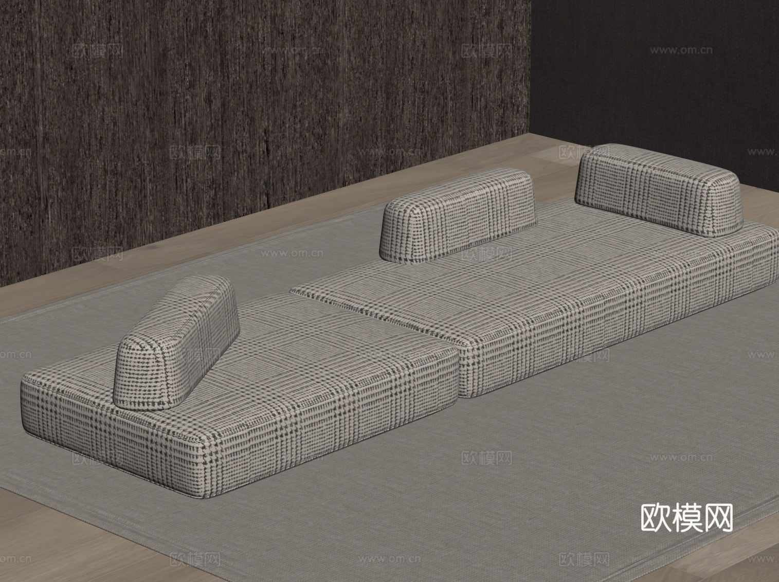 现代中古风双人沙发 休闲沙发su模型