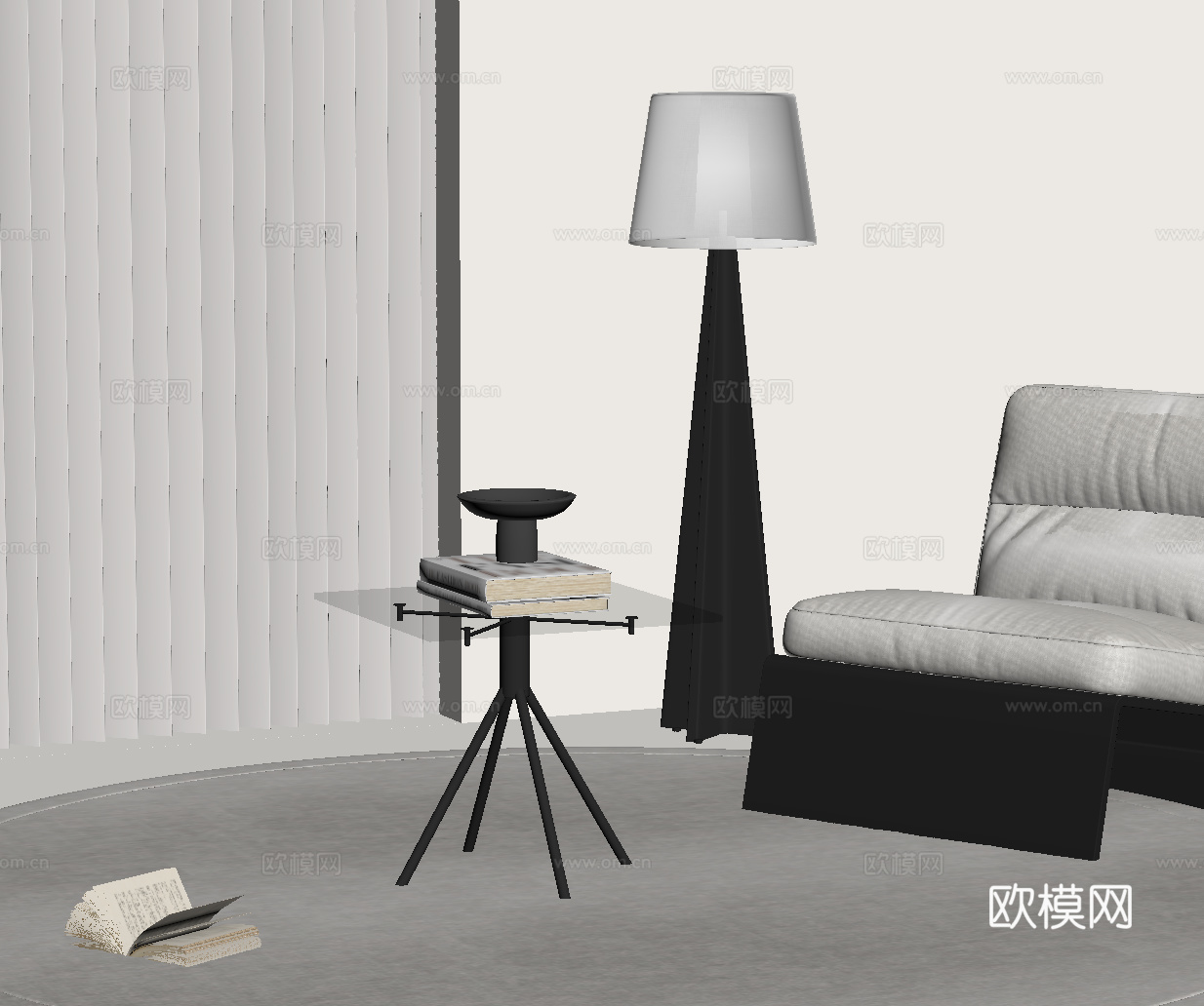 现代边几 方形边几su模型