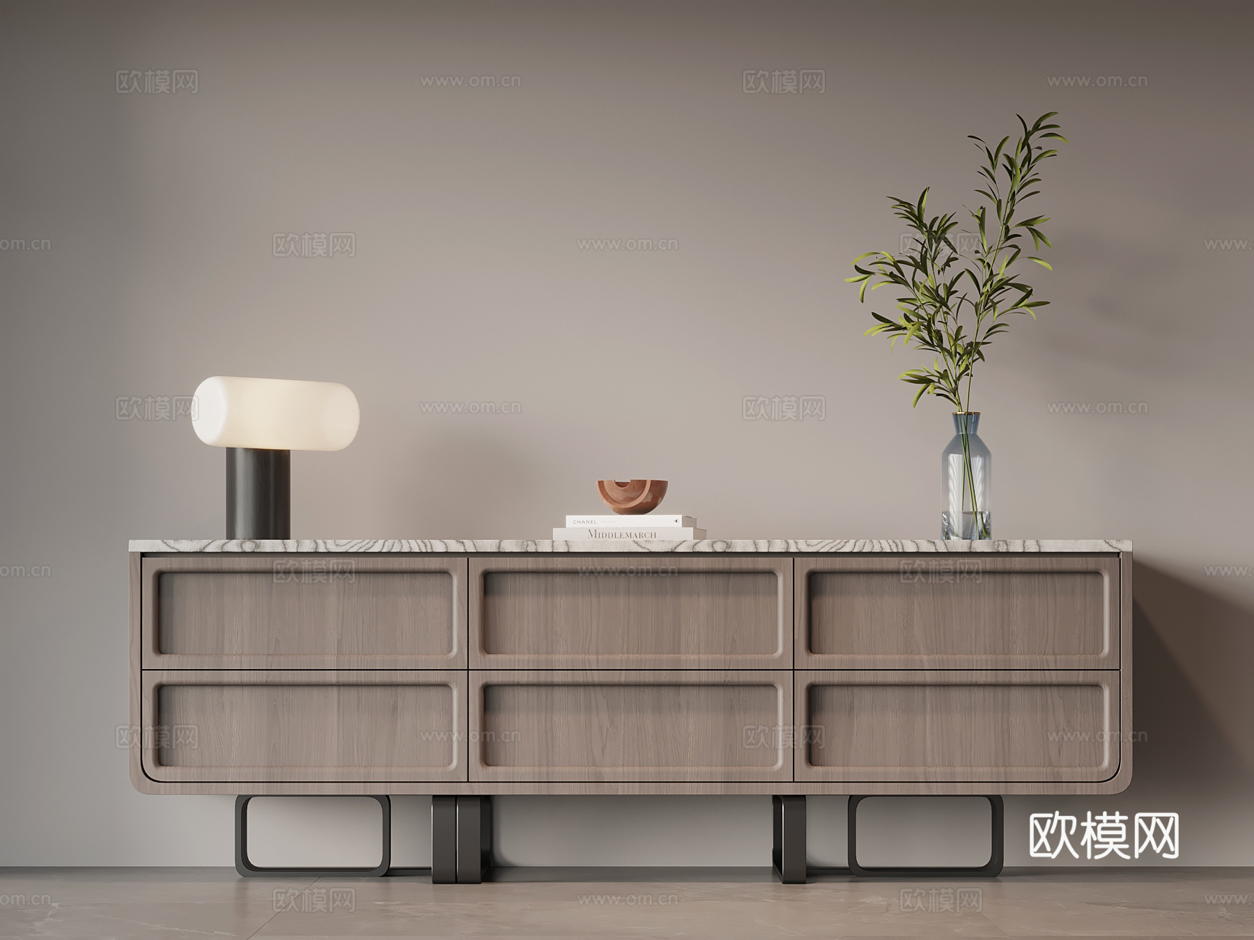 现代意式电视柜 边柜su模型下载（渲染图1）