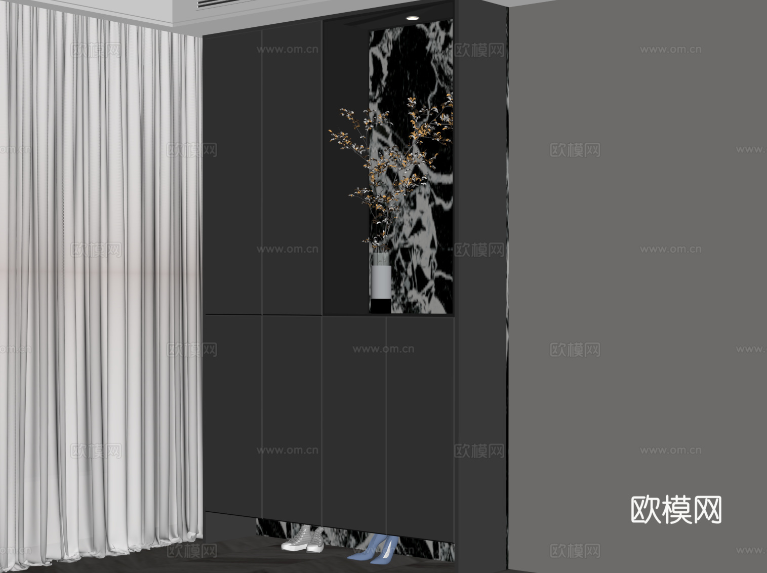 意式鞋柜 入户玄关柜su模型