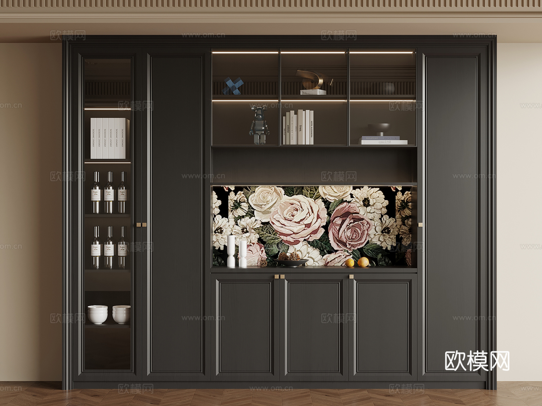 法式复古餐边柜 酒柜su模型