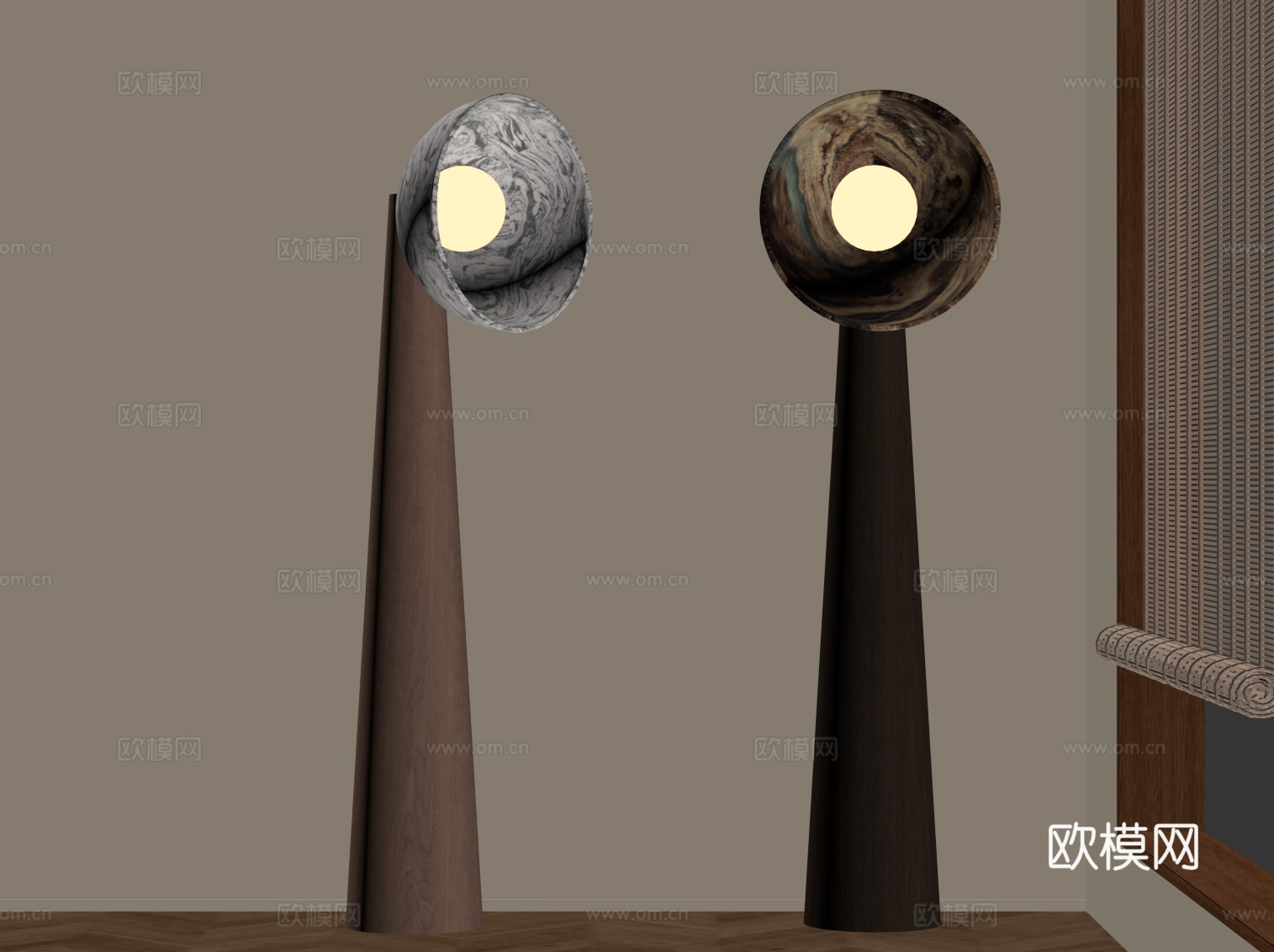 现代中古风落地灯su模型