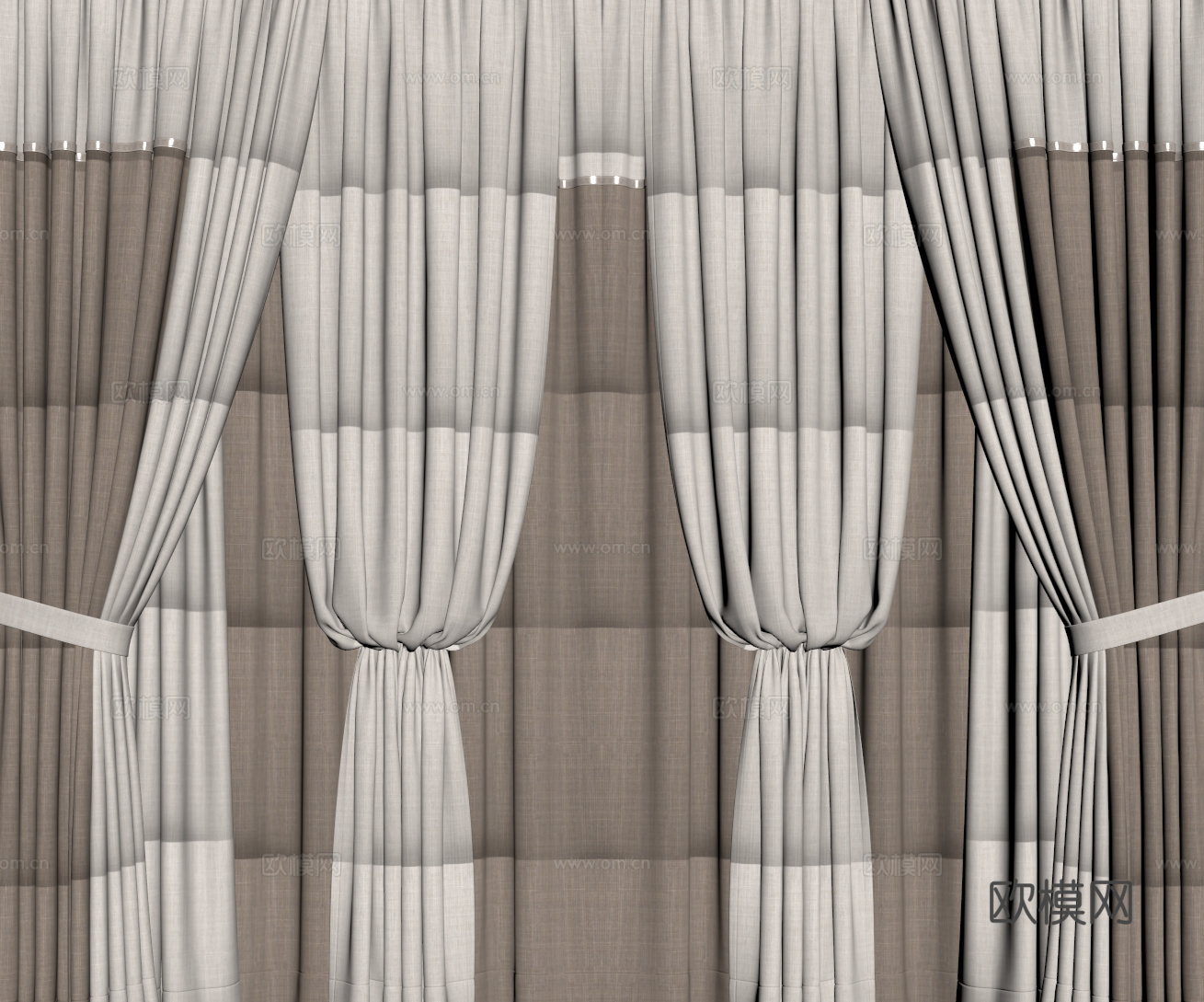 法式窗帘 纱帘 布艺窗帘su模型