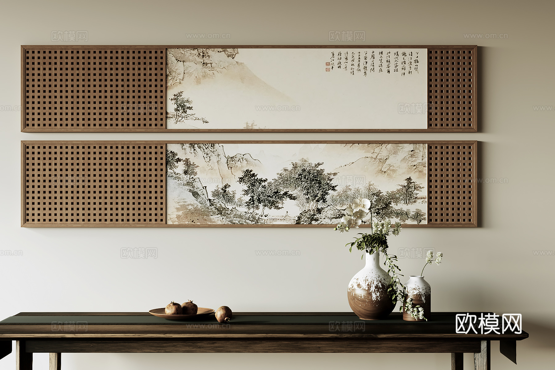 新中式装饰画su模型