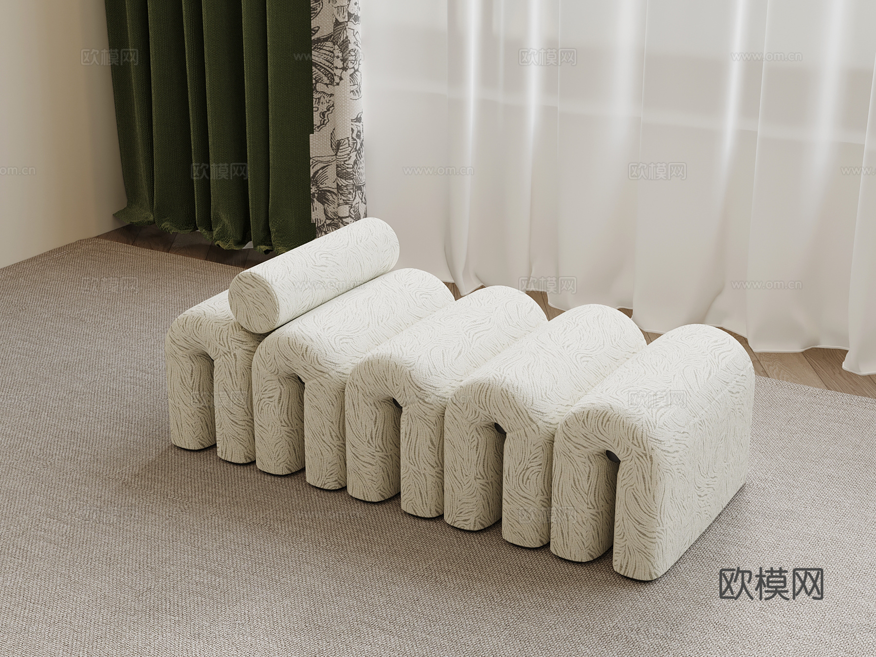 现代床尾凳 换鞋凳su模型