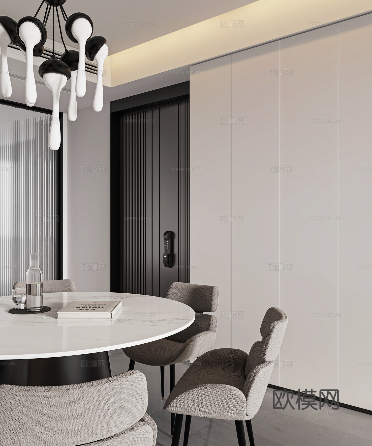 现代客餐厅3d模型下载（渲染图3）