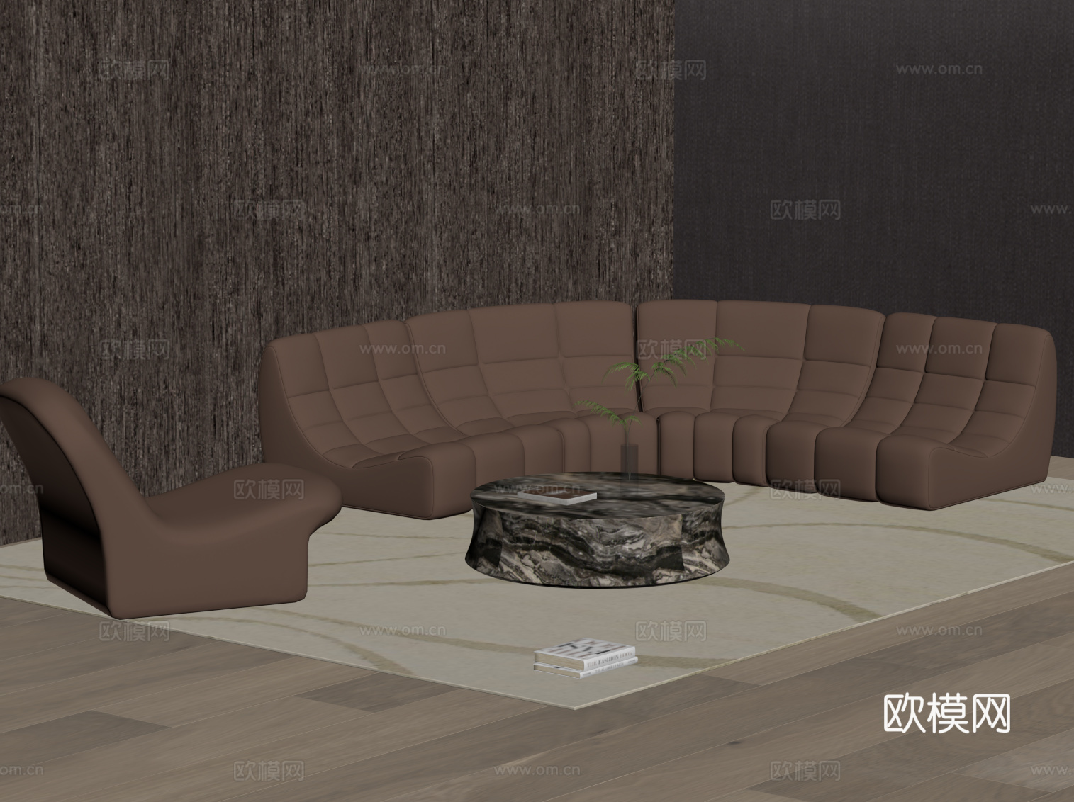 现代沙发茶几组合 皮革沙发su模型su模型