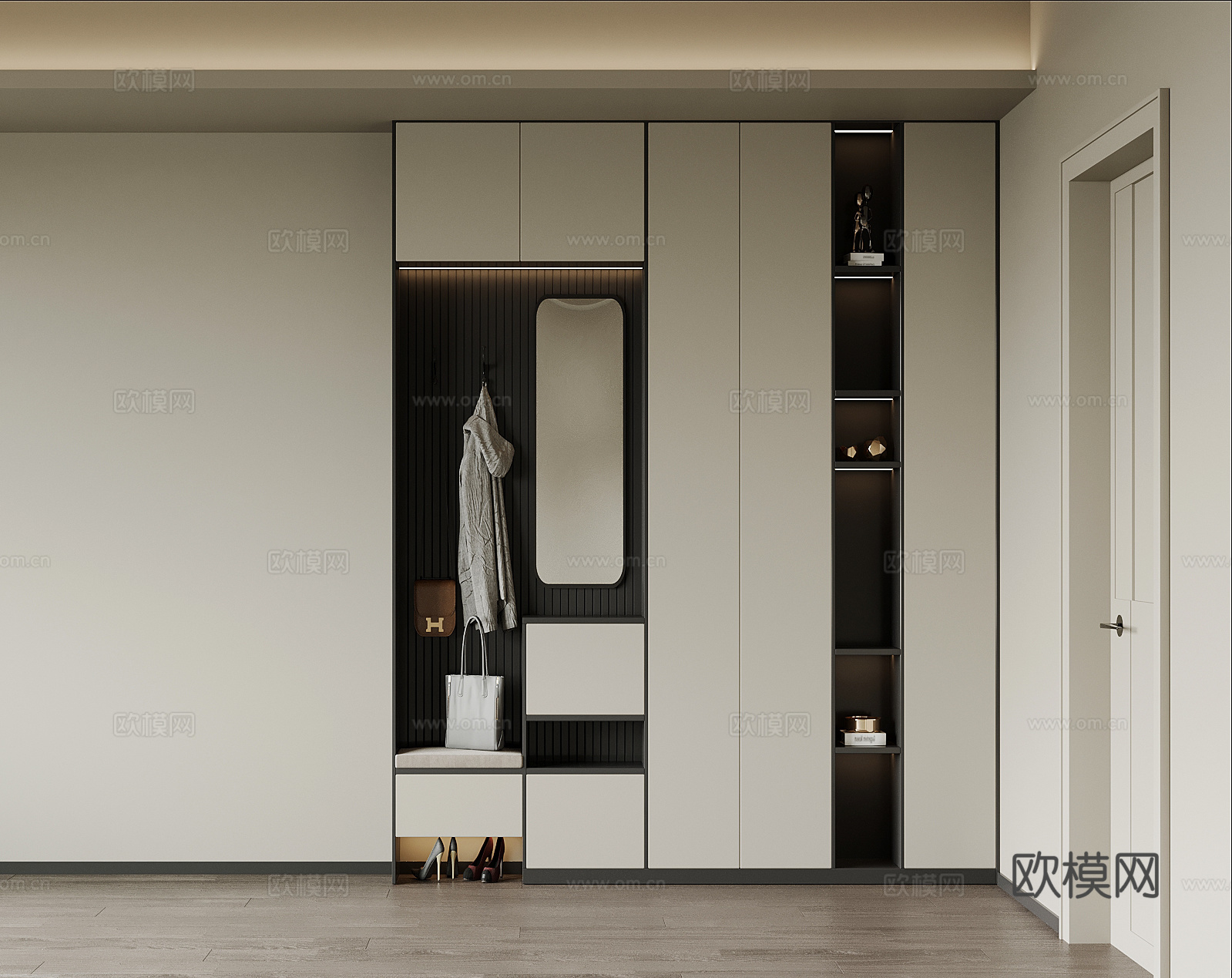 现代鞋柜 入户玄关柜su模型